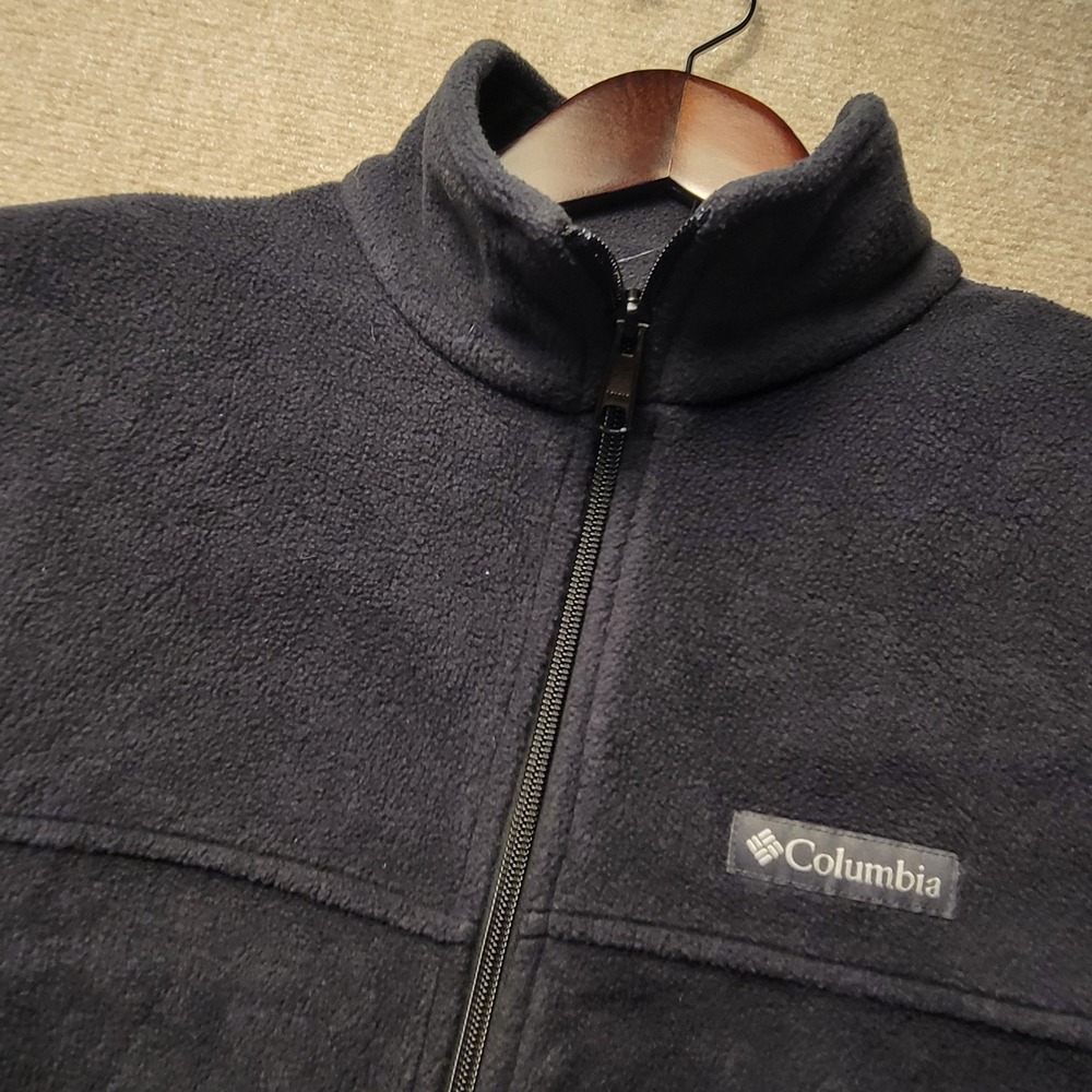 Columbia Fleece Jacket Womens L Navy Blue Full Zip Mock Neck Outdoor Soft